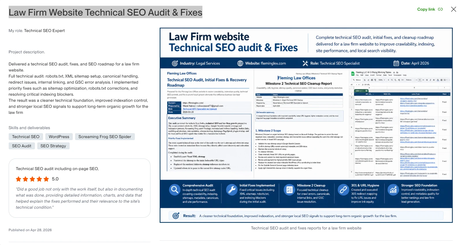 WordPress Technical SEO portfolio case study