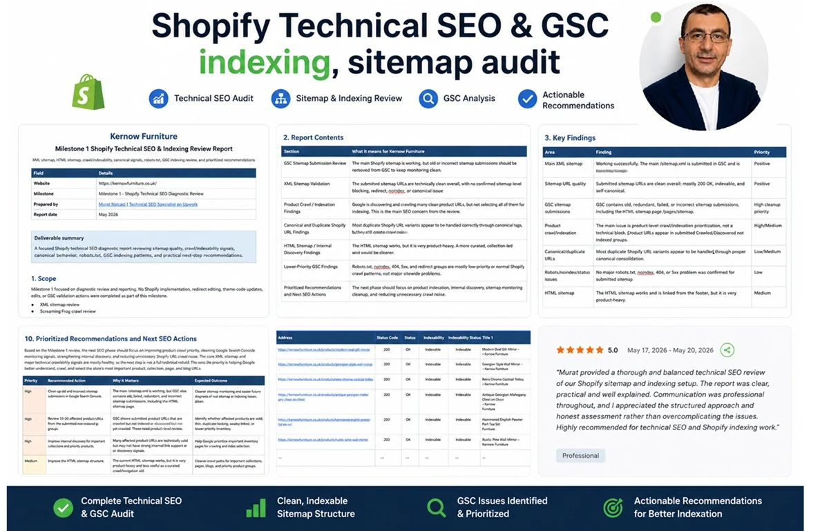 Shopify technical SEO and Google Search Console indexing audit case study